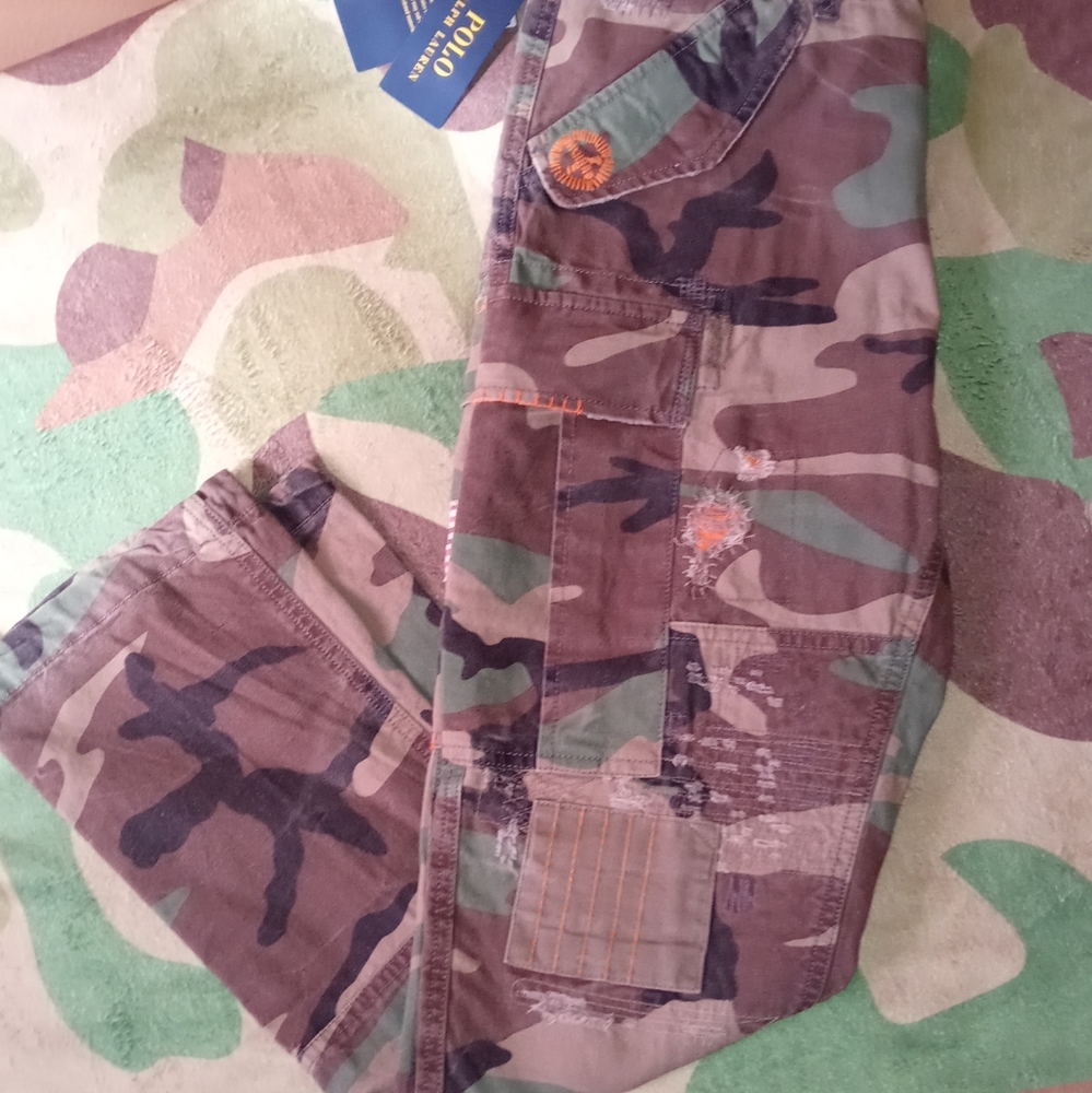 Polo Ralph Lauren Classic Fit Men's 31x30 Camo Distressed USA Cargo Utility Pant